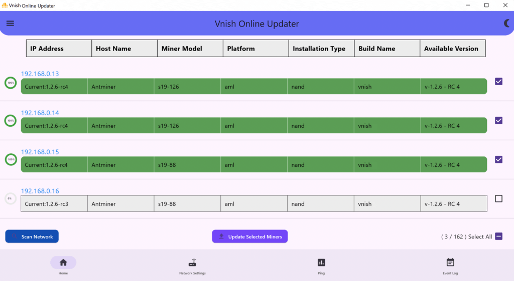 VOU firmware update 9 vnish finishv2 3